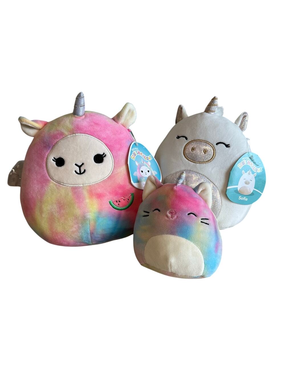 Squishmallows Set of 3 Unicorns Lucy May 8 inch, Sofia 8 inch, Galeria 5 inch